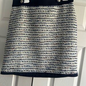 White House Black Market Navy and Cream Textured Mini Skirt